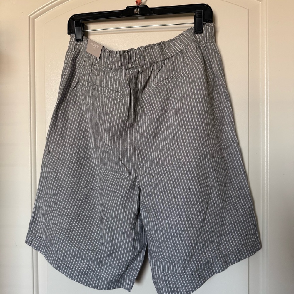 Chico’s Striped Gray Drawstring Shorts with pockets NWT cabincore, backyard bbq, - Picture 6 of 12